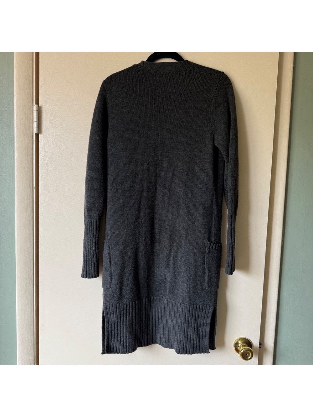Athleta 100% Merino Wool Long Open Cardigan Sweater Gray Size S - Picture 5 of 8